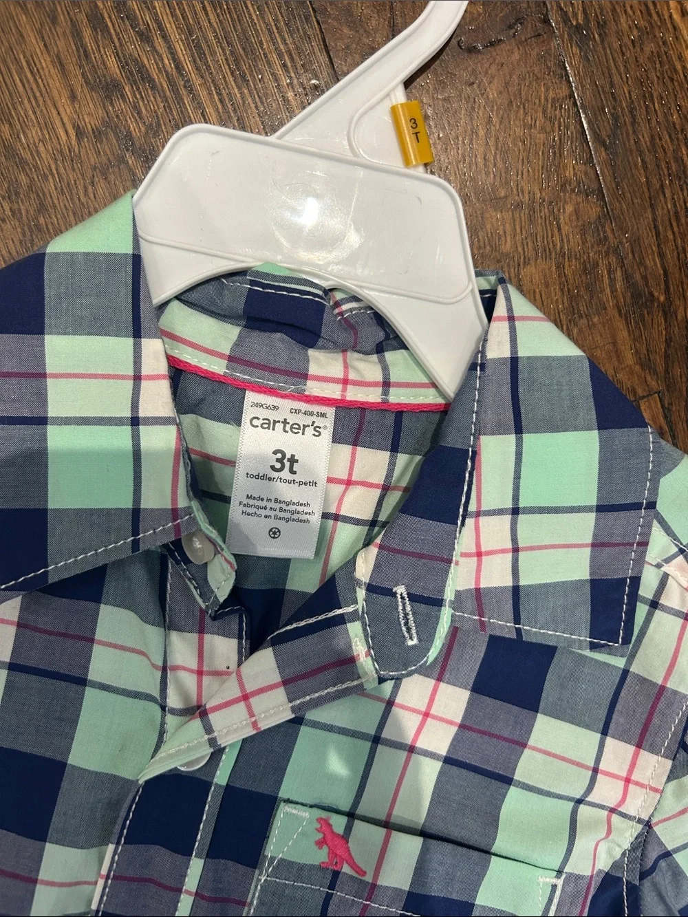 Carter's Mint, Navy & Pink Plaid Short-Sleeve Shirt 3T